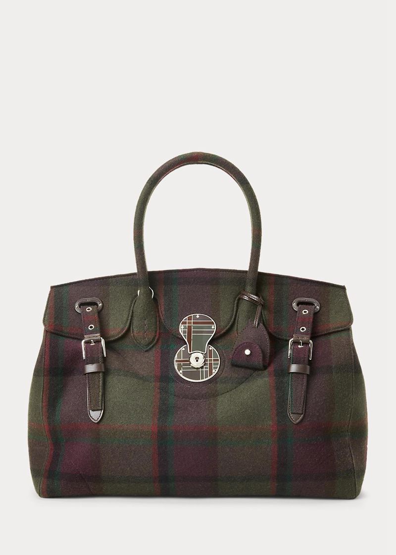 Bolso Ralph Lauren Mujer Lambswool-Cashmere Plaid Light Ricky 33 Chile Verde HYBJV-6504